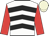 White, black chevrons, red sleeves, beige cap