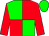 Green and red quartered, red sleeves, green cap