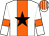 White, orange stripe, black star, orange armbands, striped cap