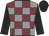 Grey body, garnet checked, black arms, black cap