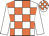White body, orange checked, white arms, white cap, orange checked
