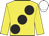 Yellow, large black spots, white cap