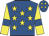 Royal blue, yellow stars, yellow sleeves, royal blue armlets, royal blue cap, yellow diamonds