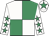 White and emerald green (quartered), white sleeves, emerald green stars, white cap, emerald green star