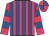 Cerise and royal blue stripes, hooped sleeves, quartered cap