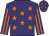Purple, orange stars, striped sleeves and stars on cap