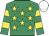 Emerald green, yellow stars, hooped sleeves, white cap