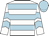 White, light blue hoops, chevrons on sleeves, light blue cap