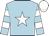 Light blue, white star, hooped sleeves, white cap