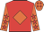 Red, orange diamond, orange sleeves, red stars, orange cap, red diamonds