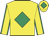 Yellow, emerald green diamond on body and cap, yellow  sleeves, emerald green seams