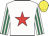 White, red star, white and emerald green striped sleeves, yellow cap