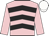 Pink, black chevrons, pink sleeves, white cap