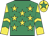 Emerald green, yellow stars, yellow and emerald green chevrons on sleeves, yellow cap, emerald green star