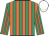 Emerald green and orange stripes, white cap