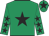 Emerald green, black star, emerald green sleeves, black stars, emerald green cap, black star