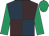 Dark blue and brown (quartered), emerald green sleeves and cap
