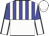 Blue and white stripes, white halved horizontally,blue and white halved sleeves, dark blue seams, white cap