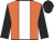orange, white stripe, black sleeves and cap