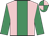 pink, emerald green stripe, emerald green sleeves,quartered cap