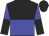 black and blue halved horizontally, blue and black halved sleeves, black cap