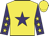 Yellow, purple star, purple sleeves with yellow stars, yellow  cap