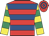 Red, royal blue hoops, yellow and emerald green hooped sleeves