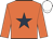 Orange, dark blue star, white cap