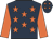 Dark blue, orange stars, sleeves and stars on cap