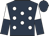 Dark blue, white spots, white and dark blue halved sleeves, dark blue cap