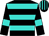 Black, turquoise hoops and armbands , black cap, turquoise stripes