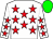 White, red stars, green cap
