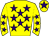 Yellow, purple stars, yellow cap, purple star