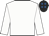 White, black 'v' bib with royal blue spots and sleeves, black cap, royal blue spots