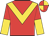 Red, gold chevron, halved sleeves, quartered cap