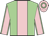 Light green, pink stripe, pink sleeves, light green seams, pink cap, light green hoop