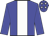 Blue body, white stripe, blue arms, blue cap, white stars
