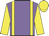 Mauve, yellow braces & sleeves, yellow cap