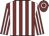 Maroon & white stripes, maroon cap, white hoop