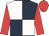 Dark blue & white quartered, red sleeves & cap