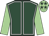 Dark green, white seams, light green sleeves, light green cap, dark green stars