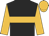 Black, old gold hoop, old gold sleeves & cap