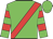 green, red sash, hooped sleeves