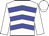white, blue chevrons, white sleeves and cap