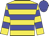 Yellow body, blue hooped, yellow arms, blue hooped, blue cap