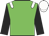 Green body, white epaulettes, black arms, white cap