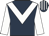 Dark blue, white chevron & sleeves, striped cap