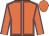 Orange body, blue seams, orange arms, blue seams, orange cap