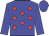 Blue body, red spots, blue arms, blue cap