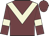 Garnet body, beige chevron, garnet arms, beige armlets, garnet cap